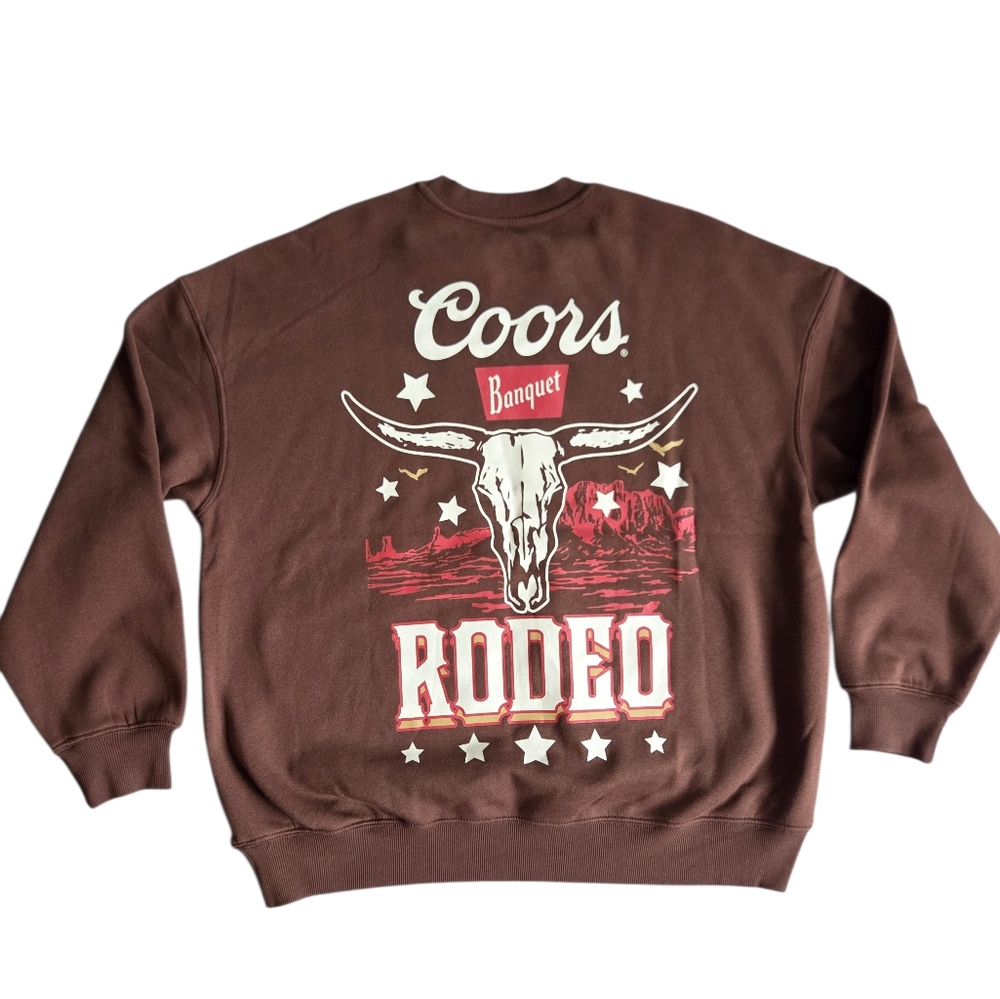 Coors Rodeo Longhorn Brown Swestshirt NEW Small - Picture 4 of 8